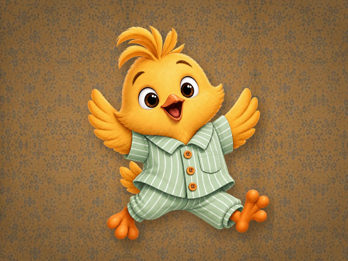 Sunny leaping for joy in his green striped pajamas.